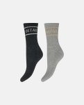 Strømper "tennis" 2-pak | Bomuld | Sort/lys grå -Hype the Detail