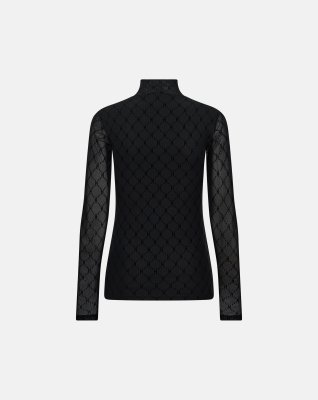Bluse "Mesh high neck", Sort