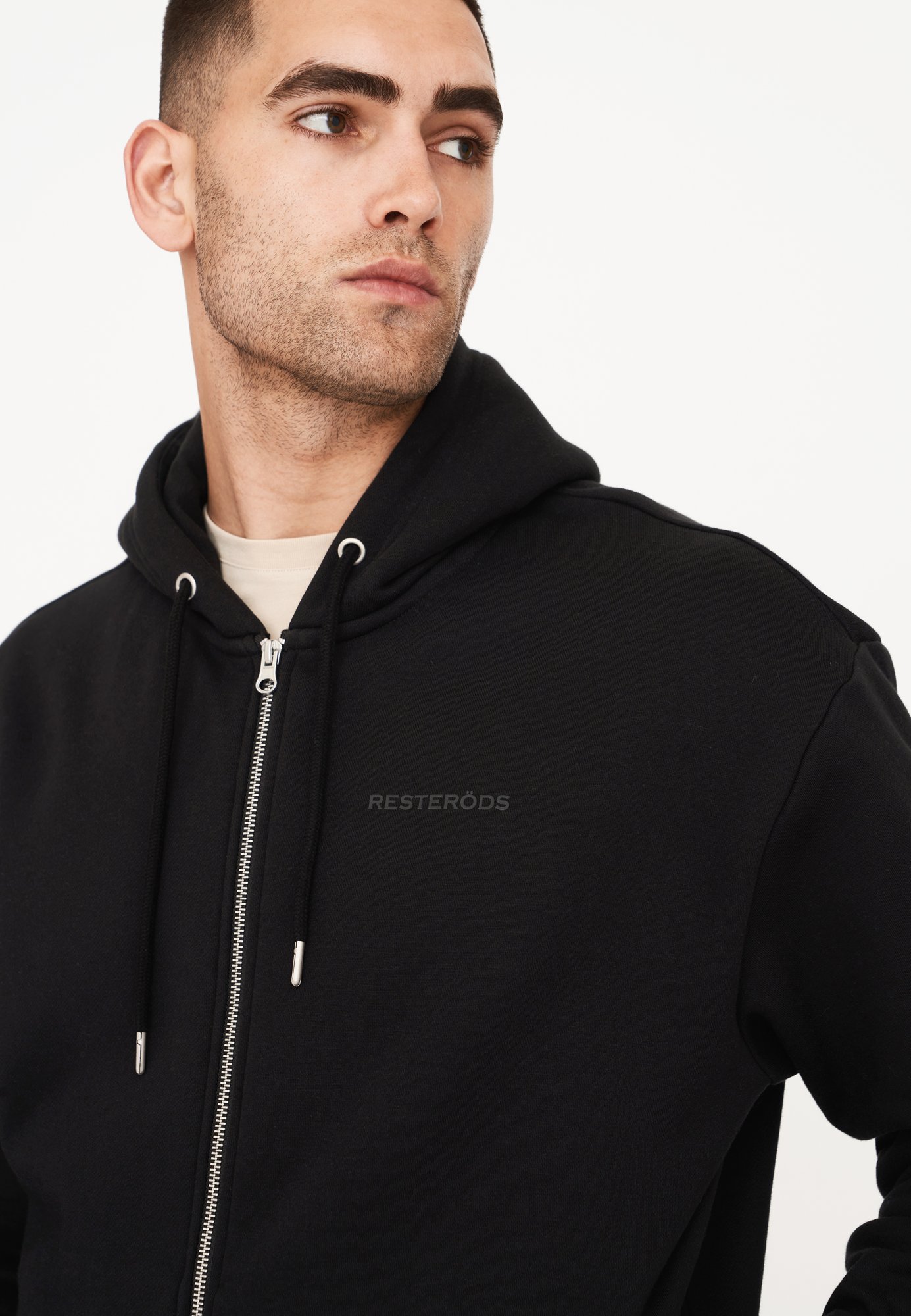 Hoodie "zip" | Bomuld | Sort -Resteröds Hoodie "zip" | Bomuld | Sort -Resteröds