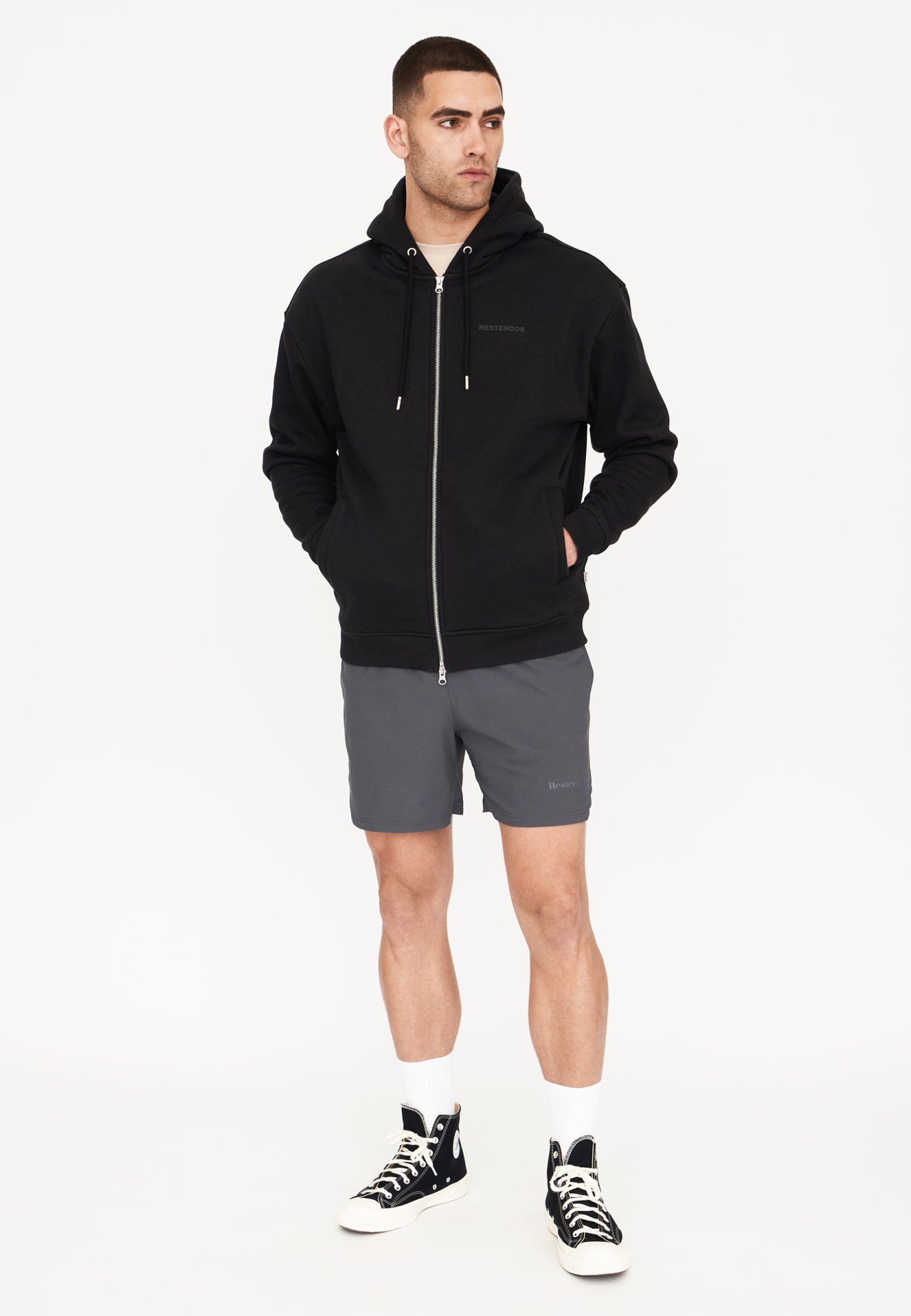 Hoodie "zip" | Bomuld | Sort -Resteröds Hoodie "zip" | Bomuld | Sort -Resteröds