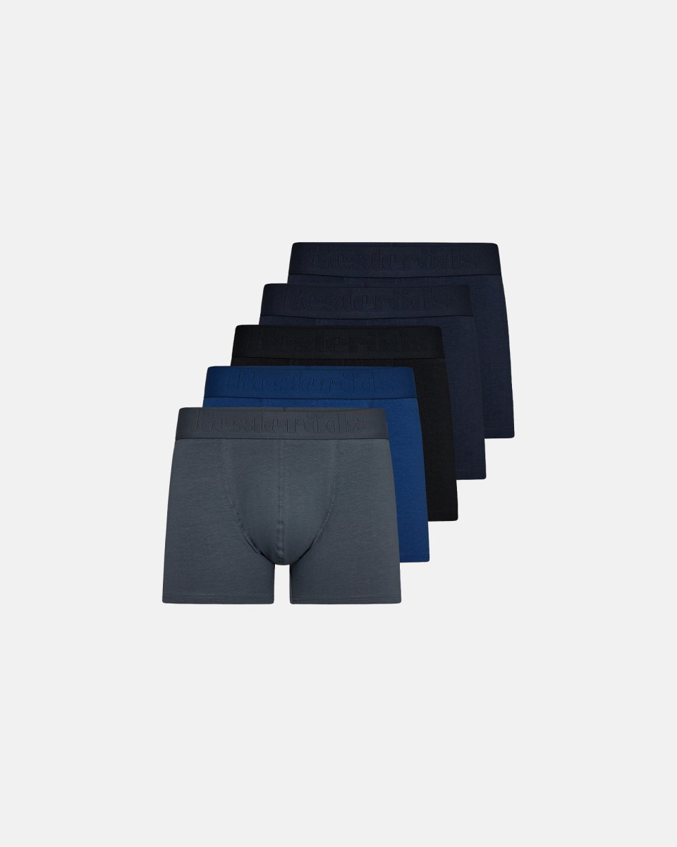 Resteröds Gunnar tights 5-pak | Økologisk bomuld | Blå/grå - S