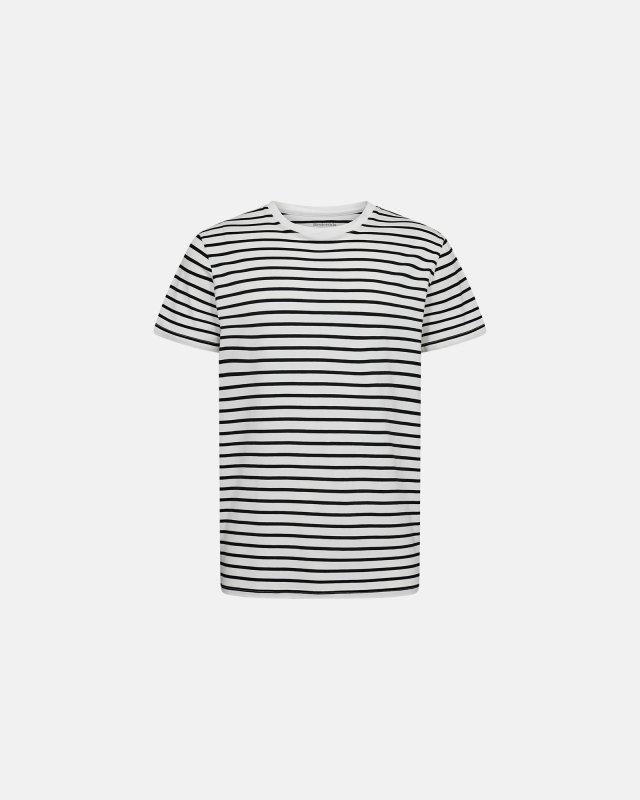 T-shirt “o-neck” | Bambusviskose | Sort stribet