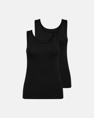 Tanktop 2-pak, Bambusviskose, Sort