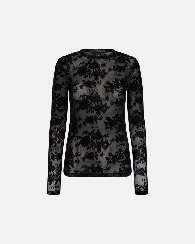Hype The Detail Lace bluse, sort, Størrelse: L, Dame