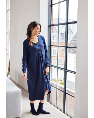 Lang natkjole | Bambusviskose | Navy -Decoy