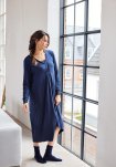 Lang natkjole | Bambusviskose | Navy -Decoy