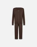 Pyjamas sæt m. blonde, Bambusviskose, Brun
