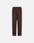 Pyjamas sæt m. blonde, Bambusviskose, Brun