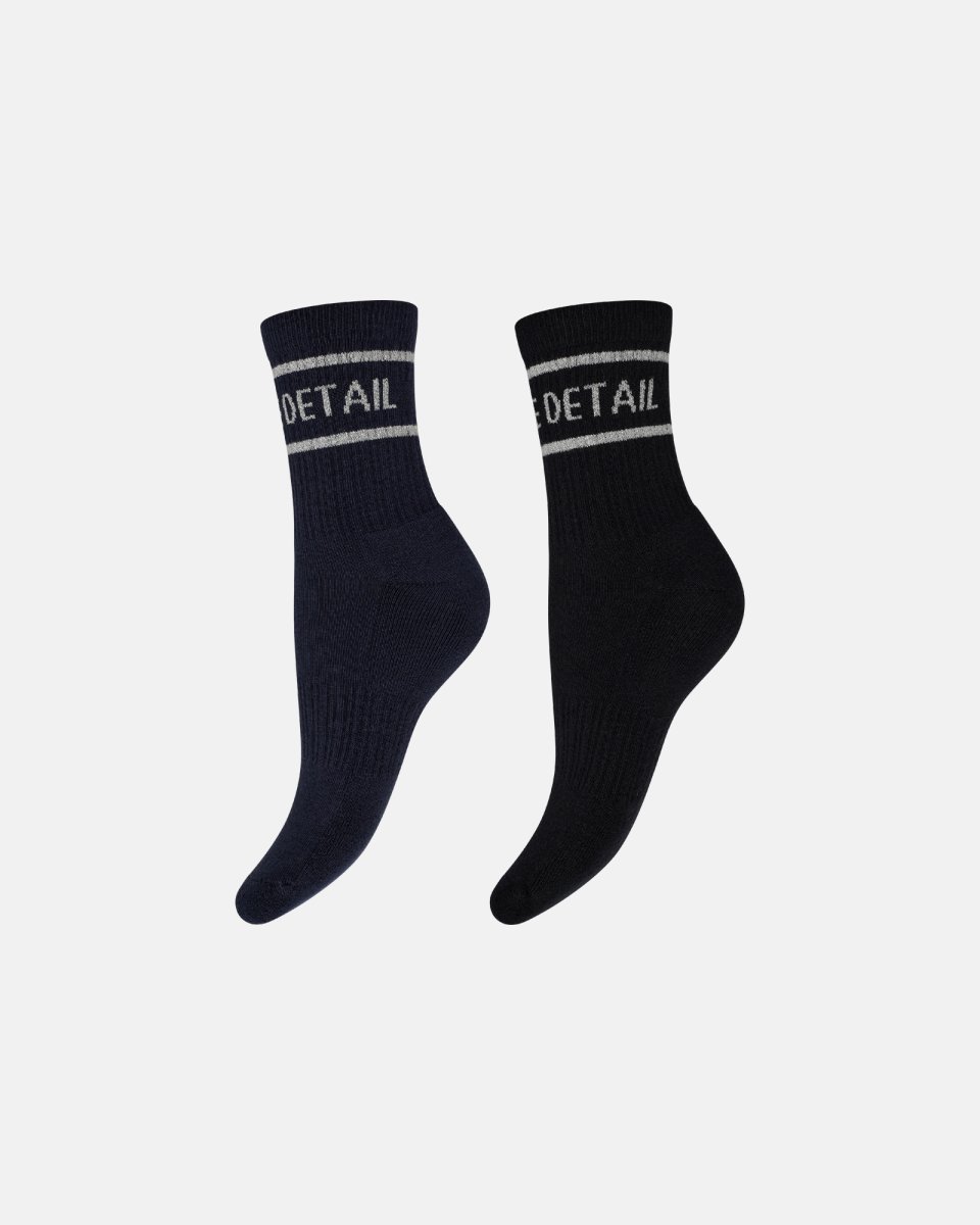 Hype the Detail Strømper "Tennis" 2-pak | Bomuld | Sort - 37-41