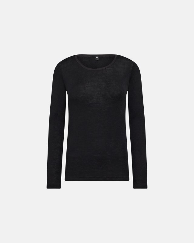 Langærmet t-shirt | 100% uld | Sort