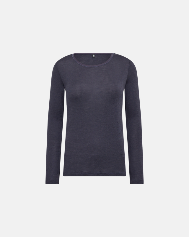 Langærmet t-shirt | 100% uld | Lavendel