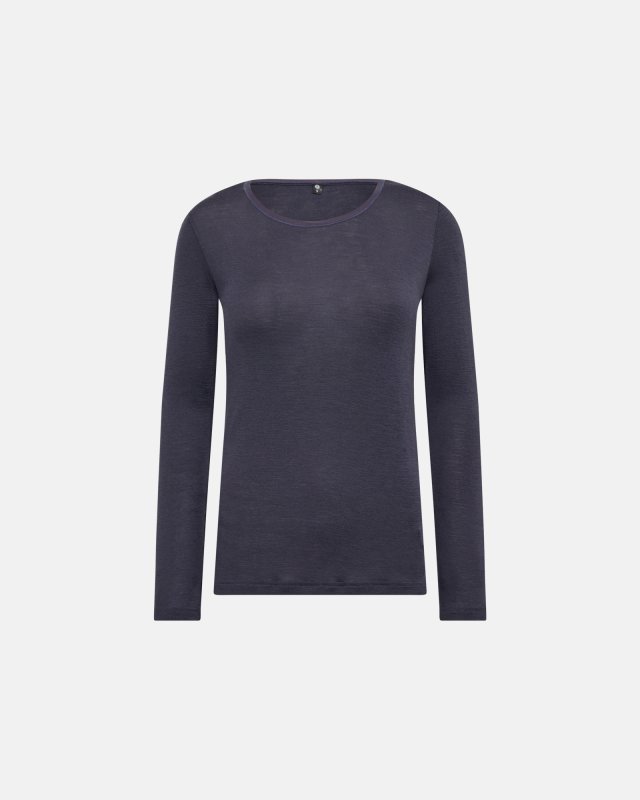 Langærmet t-shirt | 100% uld | Lavendel