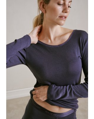 Langærmet t-shirt, 100% uld, Lavendel