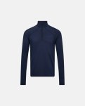 Langærmet t-shirt "half zip", 100% merino uld, Navy