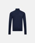 Langærmet t-shirt "half zip", 100% merino uld, Navy