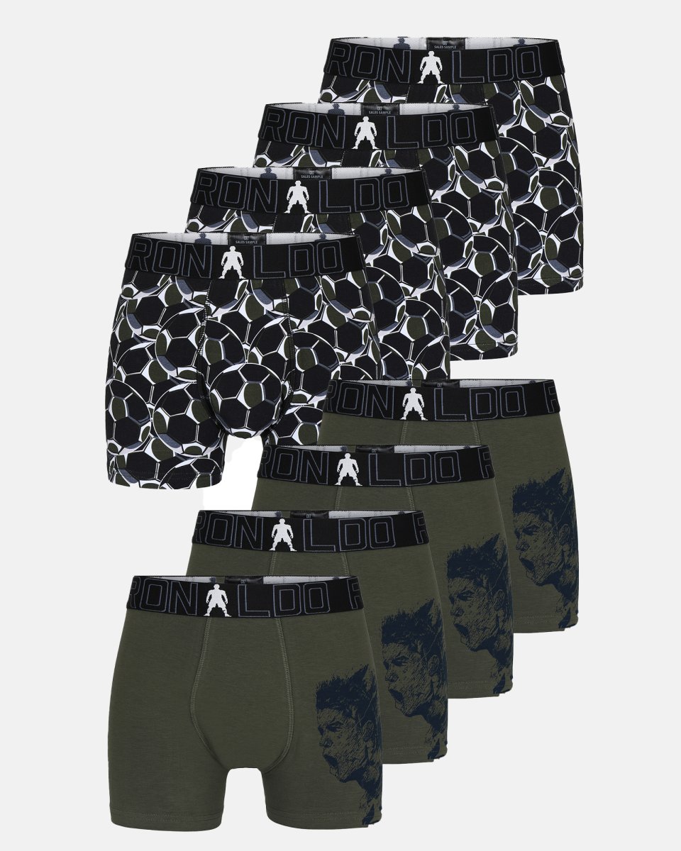 CR7 Trunks "kids" 8-pak | Bomuld | Sort/grøn - 4/6