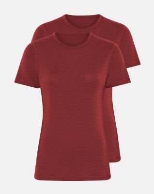 T-shirt 2-pak, 100% merino uld, Rød