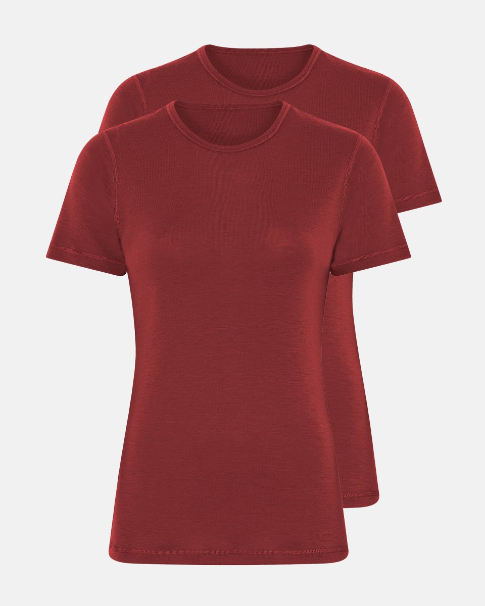 Dovre Women T-shirt 2-pak | 100% merino uld | Rød - M