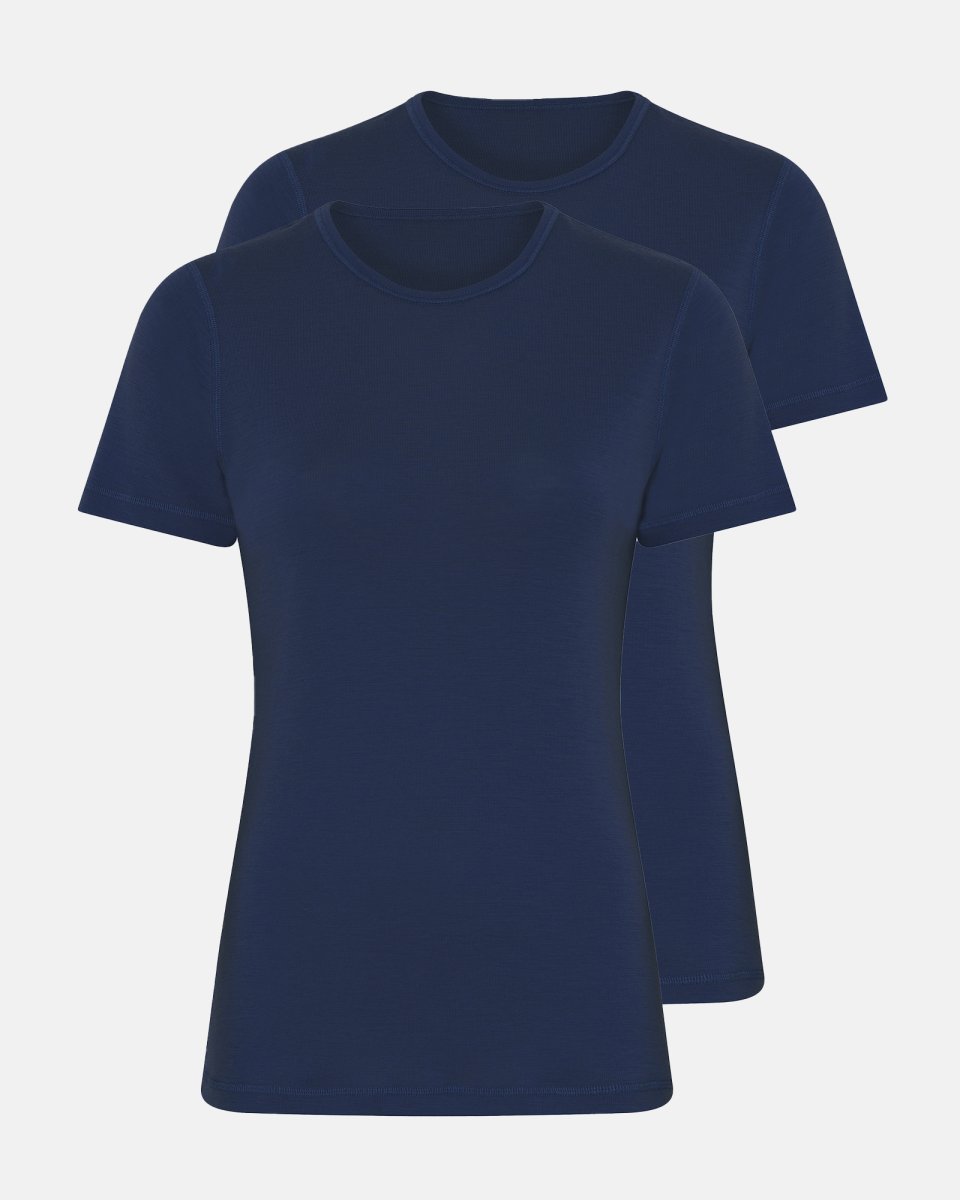 Dovre Women T-shirt 2-pak | 100% merino uld | Navy - S
