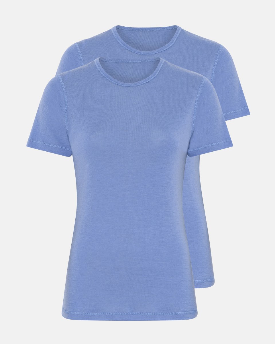 Dovre Women T-shirt 2-pak | 100% merino uld | Blå - L