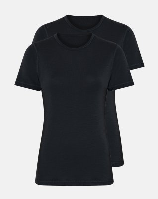 T-shirt 2-pak | 100% merino uld | Sort -Dovre Women