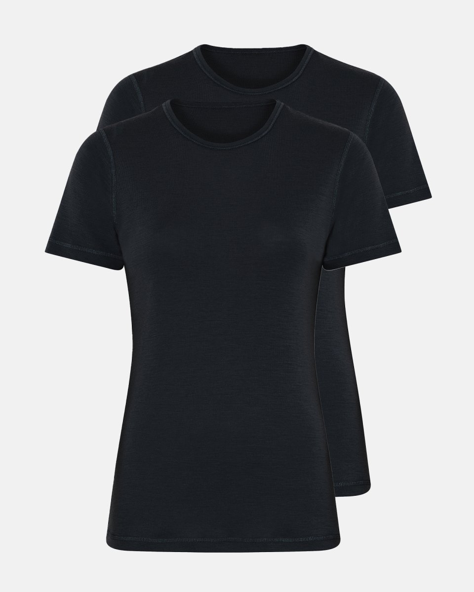 Dovre Women T-shirt 2-pak | 100% merino uld | Sort - S