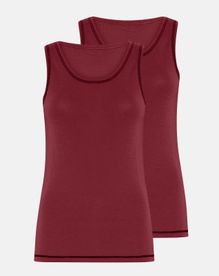 Tanktop 2-pak, 100% merino uld, Rød
