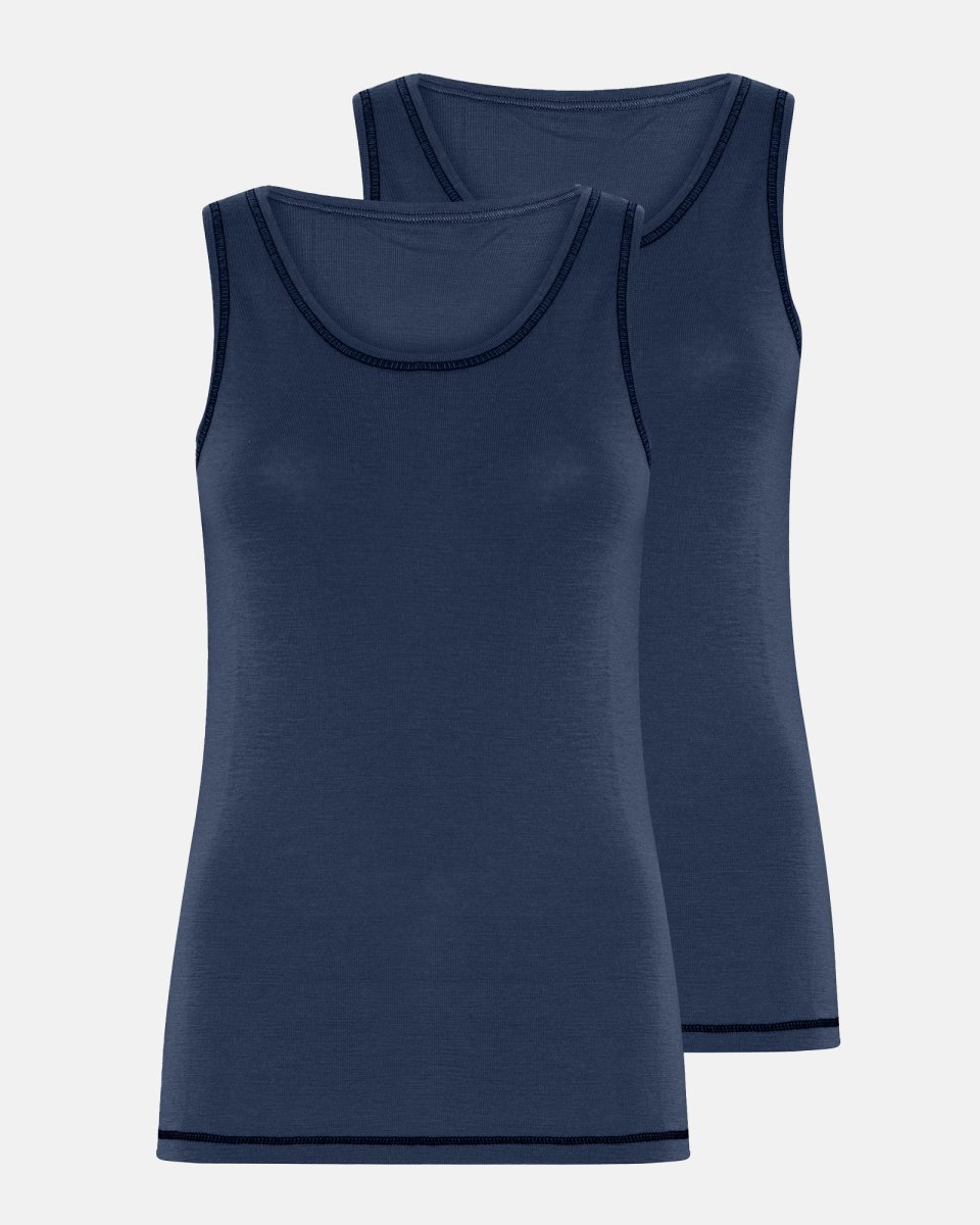 Dovre Women Tanktop 2-pak | 100% merino uld | Navy - S
