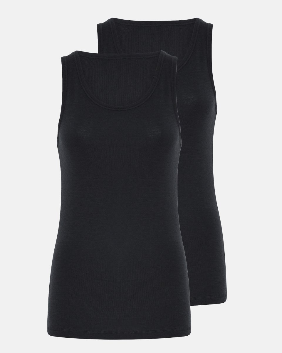 Dovre Women Tanktop 2-pak | 100% merino uld| Sort - S