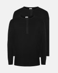 Langærmet t-shirt "grandad" 2-pak | 100% økologisk bomuld | Sort -Resteröds