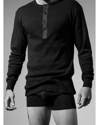 Langærmet t-shirt "grandad" 2-pak | 100% økologisk bomuld | Sort -Resteröds