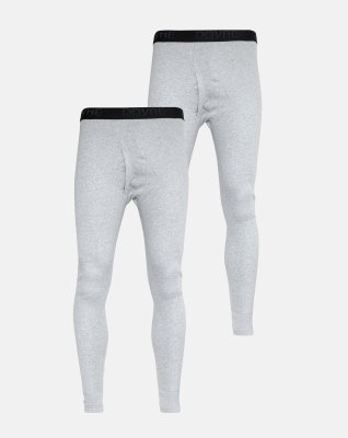 Long johns m. gylp 2-pak | 100% økologisk bomuld | Lys grå -Dovre