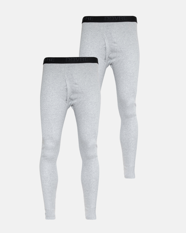 Long johns m. gylp 2-pak | 100% kologisk bomuld | Lys gr