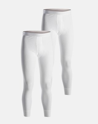 Long johns m. gylp 2-pak, 100% økologisk bomuld, Hvid