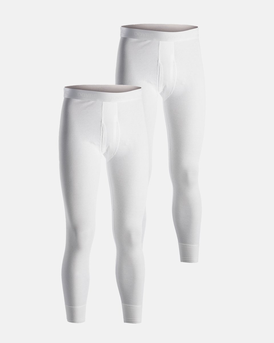 Dovre Long johns m. gylp 2-pak | 100% økologisk bomuld | Hvid - S