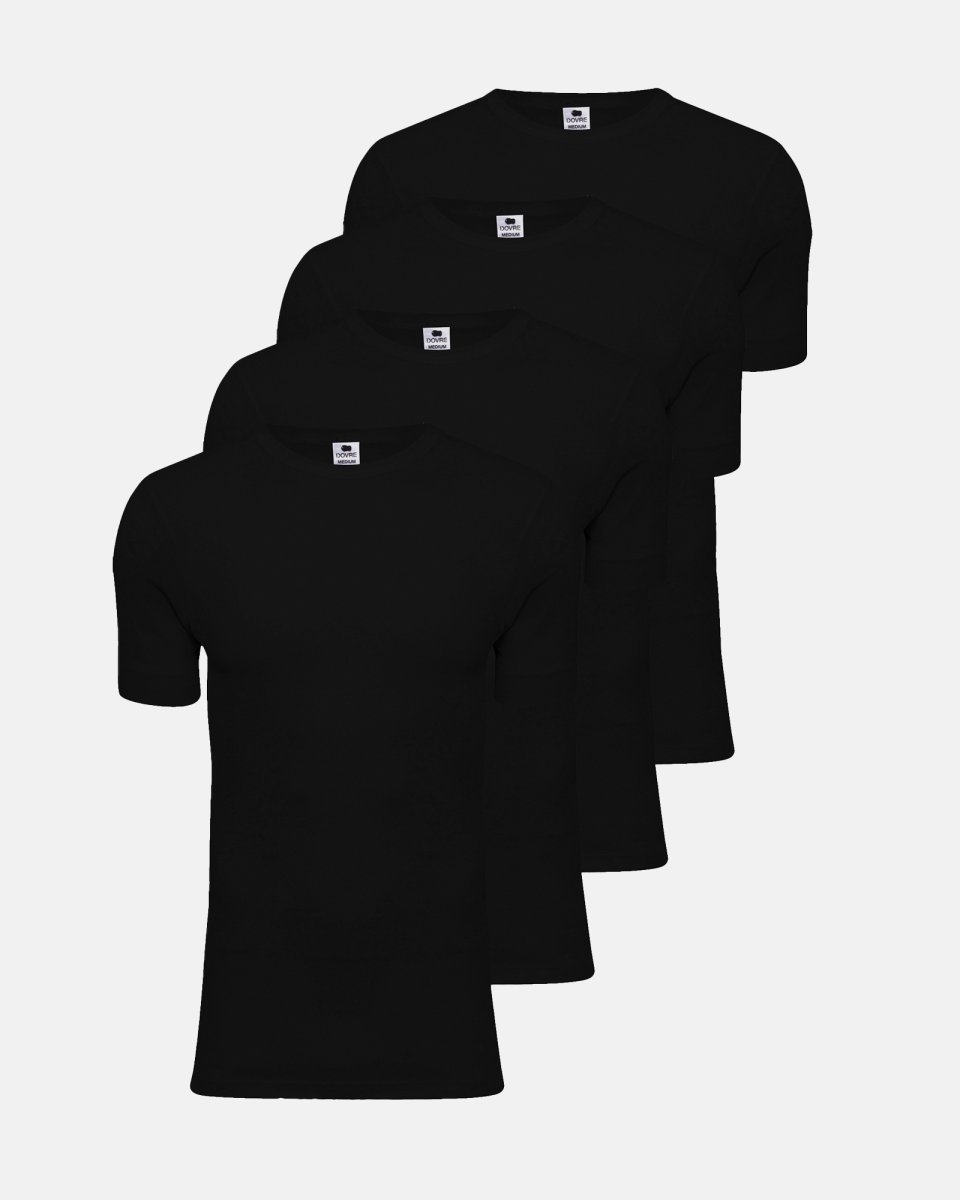 Dovre T-shirt 4-pak | 100% økologisk bomuld | Sort - S