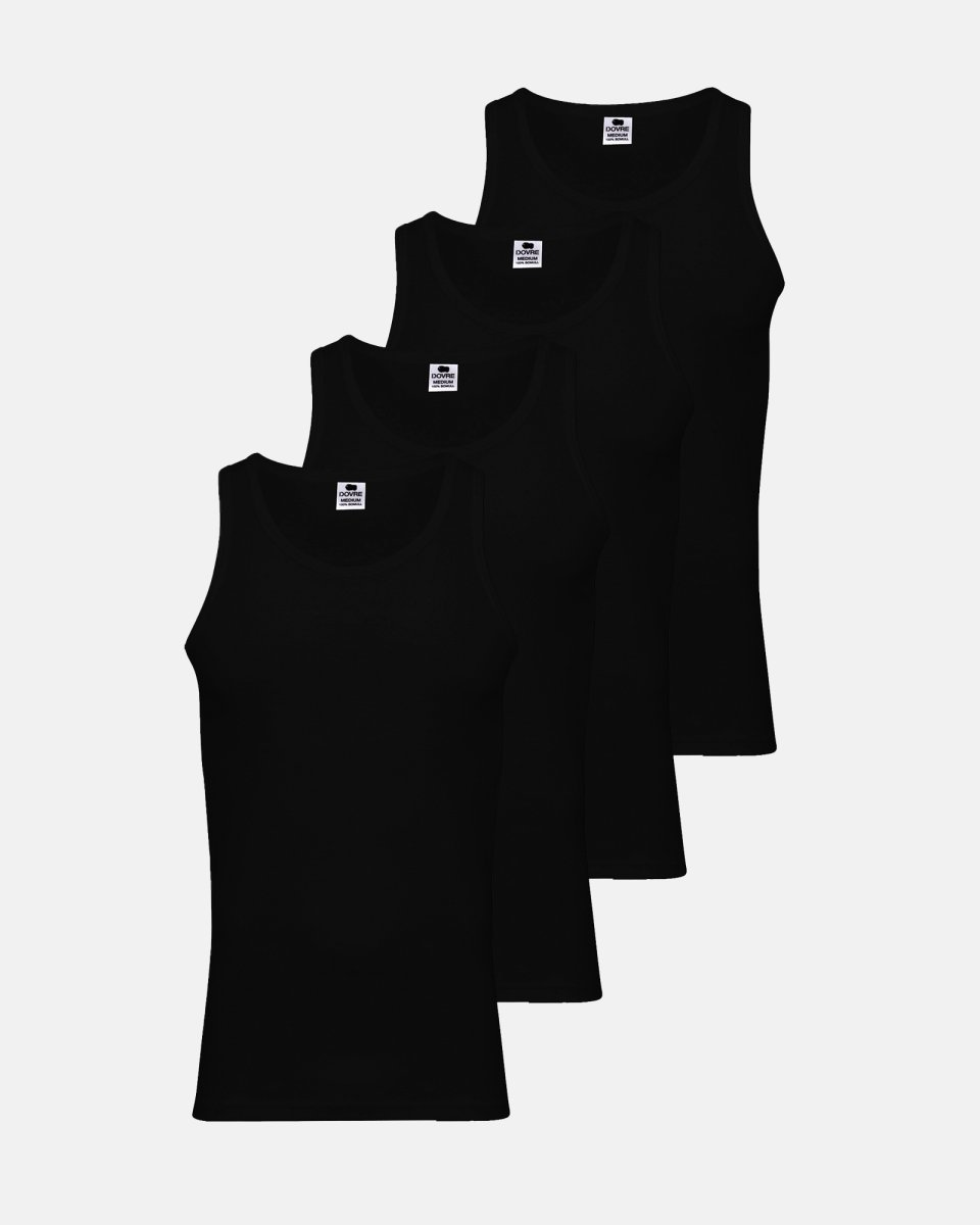 Dovre Tanktop 4-pak | 100% økologisk bomuld | Sort - S