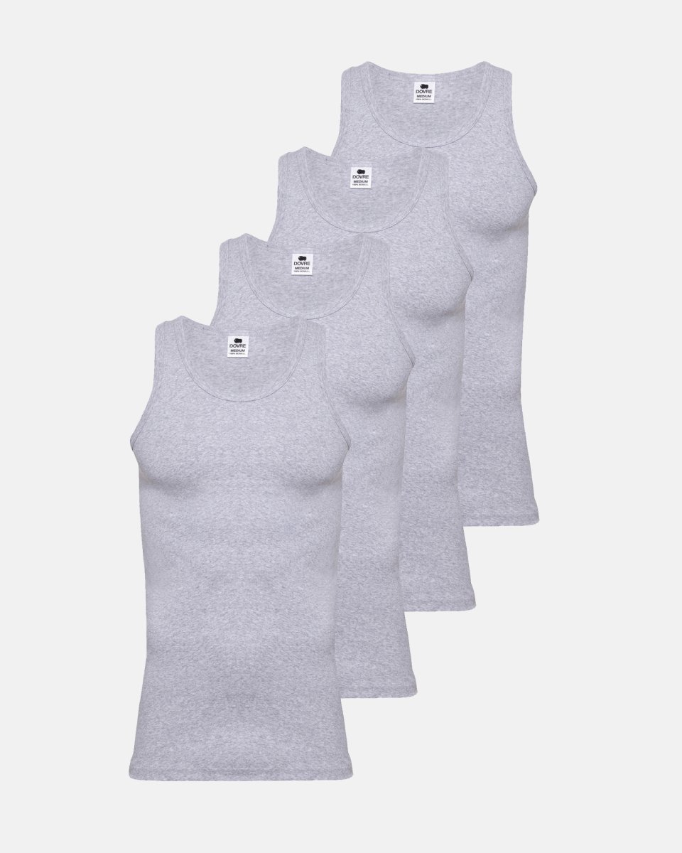 Dovre Tanktop 4-pak | 100% økologisk bomuld | Lys grå - S