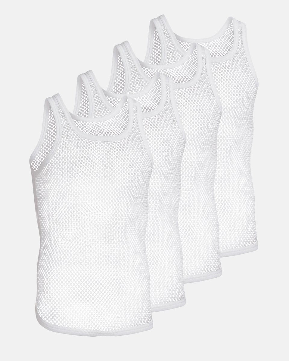 Resteröds Tanktop net "mesh" 4-pak | 100% bomuld | Hvid - S