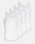 Tanktop net "mesh" 4-pak, 100% bomuld, Hvid