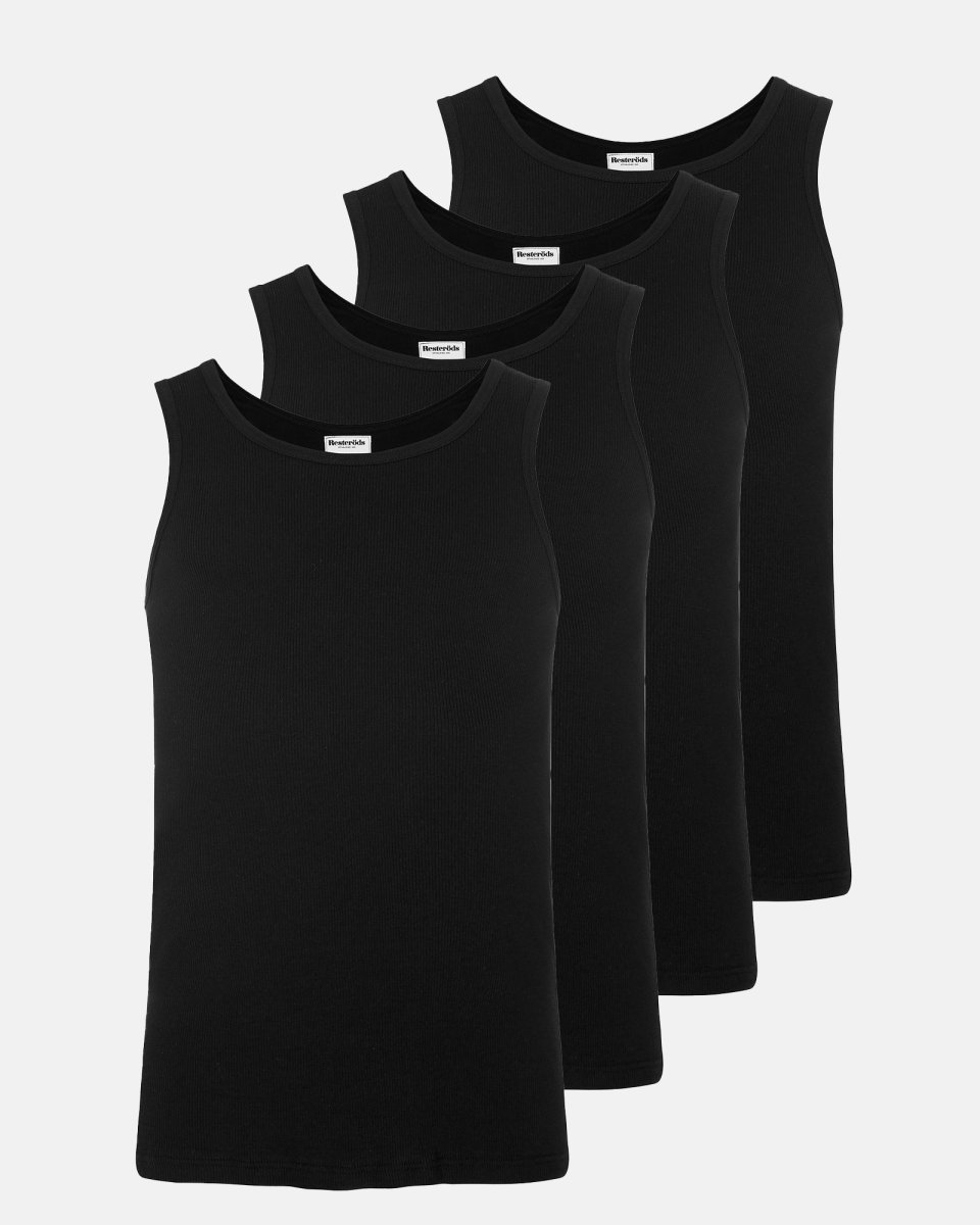 Resteröds Tanktop 4-pak | 100% økologisk bomuld | Sort - S