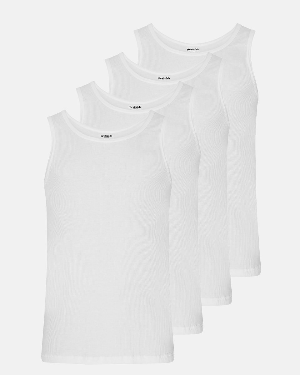 Resteröds Tanktop 4-pak | 100% økologisk bomuld | Hvid - S