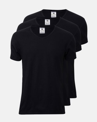 T-shirt "v-neck" 3-pak | 100% økologisk bomuld | Sort -Dovre