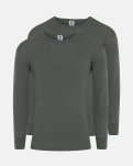 Langærmet t-shirt 2-pak | 100% merino uld | Grøn -Dovre