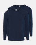 Langærmet t-shirt 2-pak, 100% merino uld, Navy
