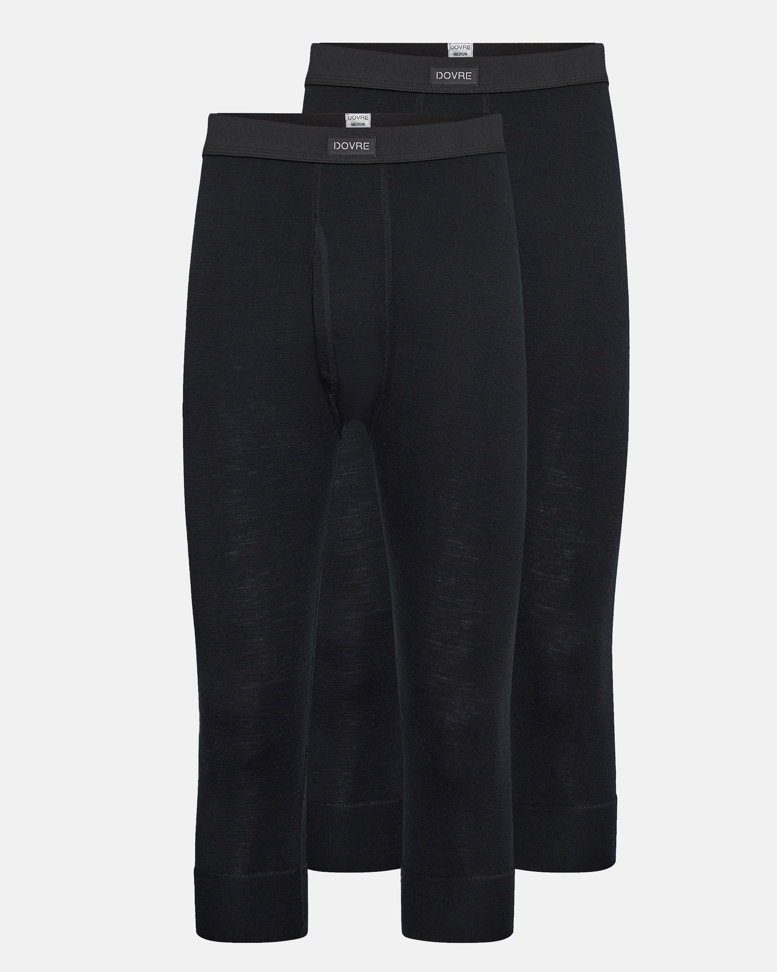 Long johns m. gylp "3/4længde"  2-pak | 100% merino uld | Sort -Dovre Long johns m. gylp "3/4længde"  2-pak | 100% merino uld | Sort -Dovre