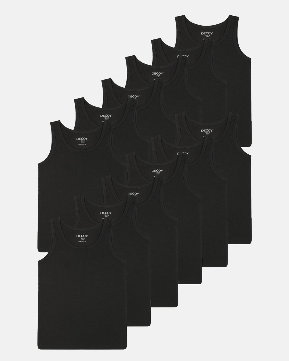 Decoy Stroptop "kids" 12-pak | Økologisk bomuld | Sort - 7/8