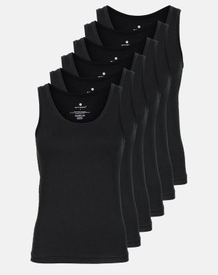 Tanktop 6-pak, Bambusviskose, Sort