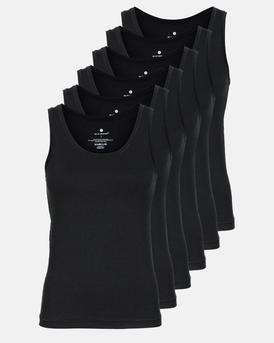 JBS of Denmark Women Tanktop 6-pak | Bambusviskose | Sort - S