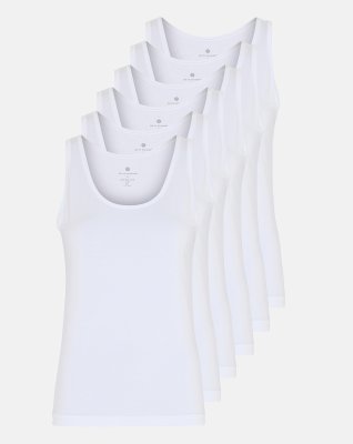 Tanktop 6-pak, Bambusviskose, Hvid